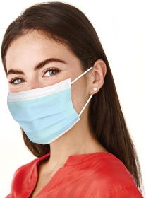 Disposable Face Masks in Bulk. Pack of 2000 Blue Adult 3-ply Mouth Covers with Nose Wire. Face Protection with Adjustable Earloops for Outdoor; Home;