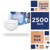 Disposable White 2500 Pack of Face Masks 3-ply Protective Mouth Cover Nose Clip