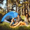 4 Persons Camping Waterproof Tent Pop Up Tent Instant Setup Tent w/2 Mosquito Net Doors Carrying Bag Folding 4 Seasons